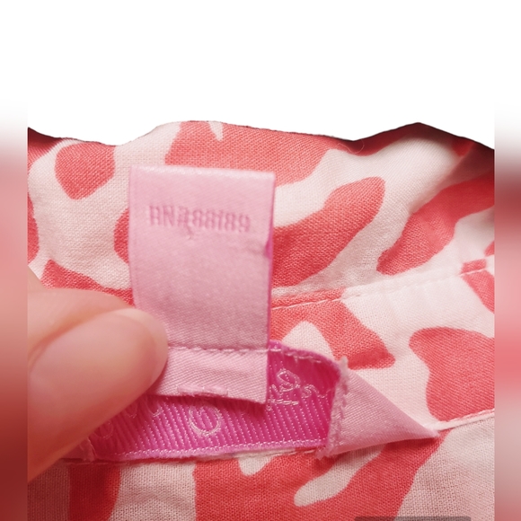 Lilly Pulitzer Shirt Womens Small Pink Cotton Coral Print Longline Tunic - Picture 7 of 7